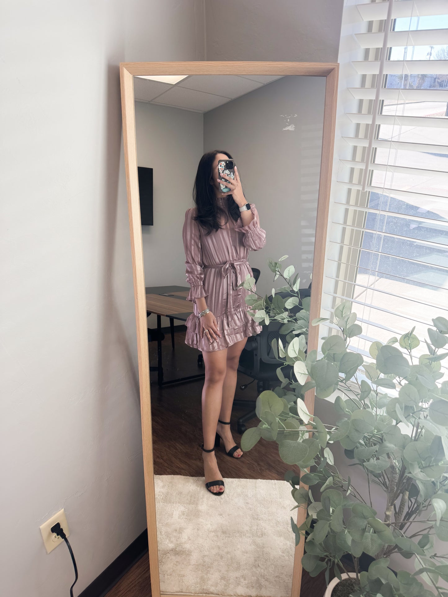 CHLOE SATIN RUFFLE DRESS