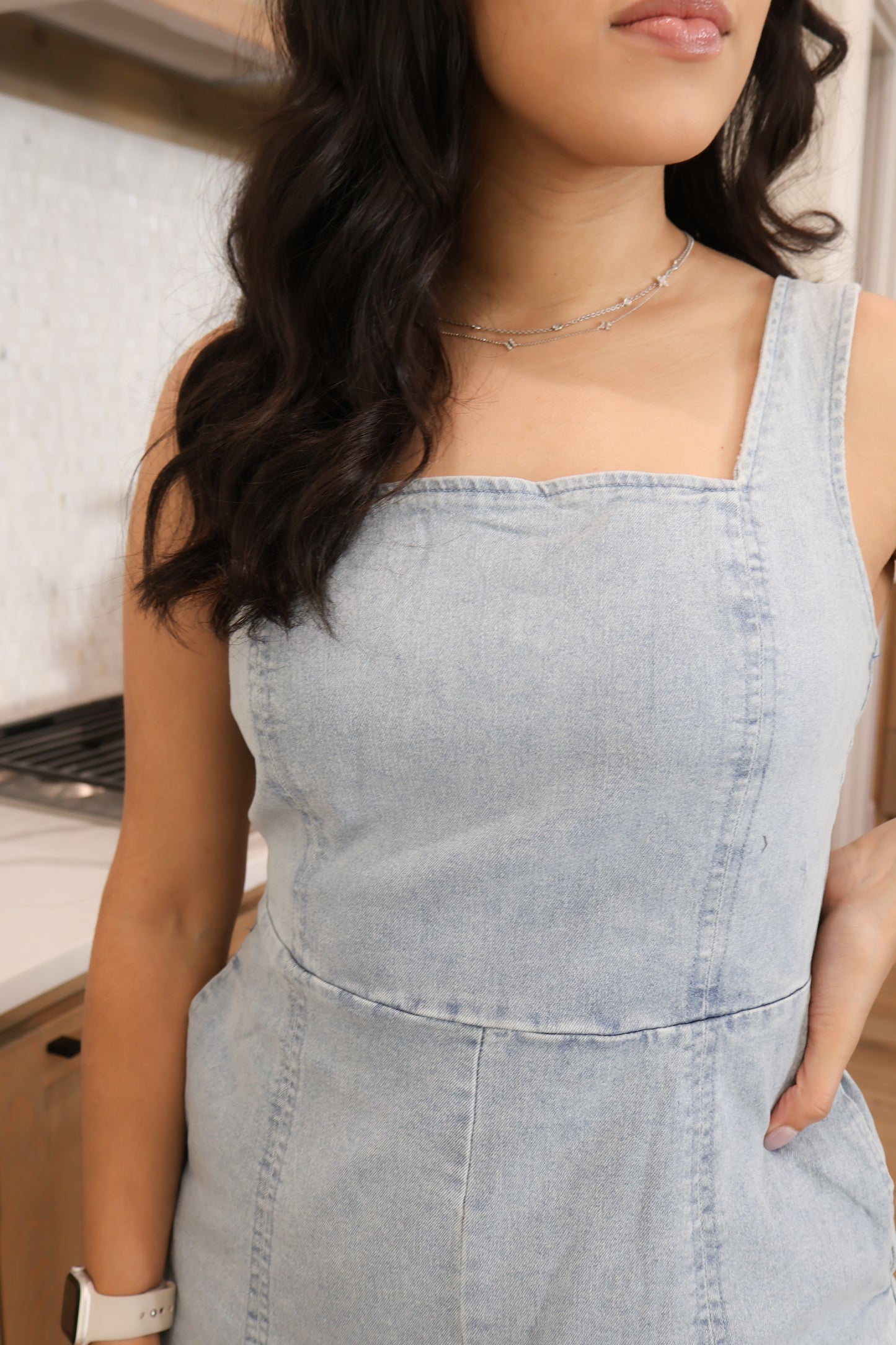DENIM ROMPER CLOSE UP