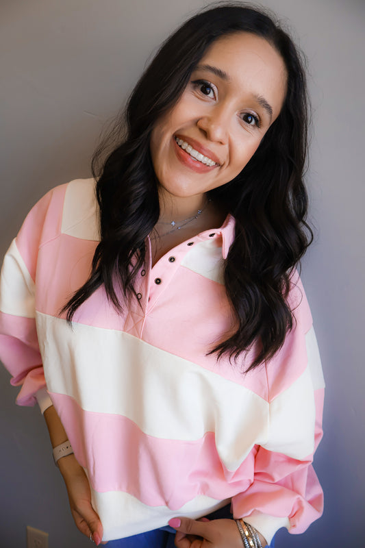 PRETTY IN OINK STRIPED SWEATER