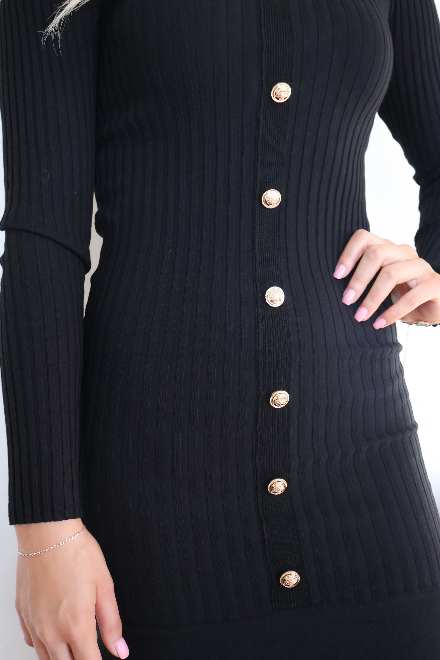 Black Midi Dress Close Up Look