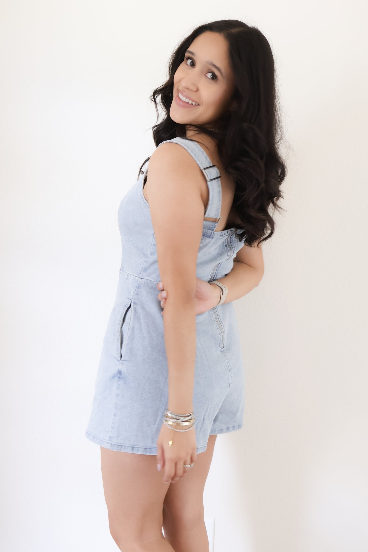 DENIM ROMPER BACK VIEW