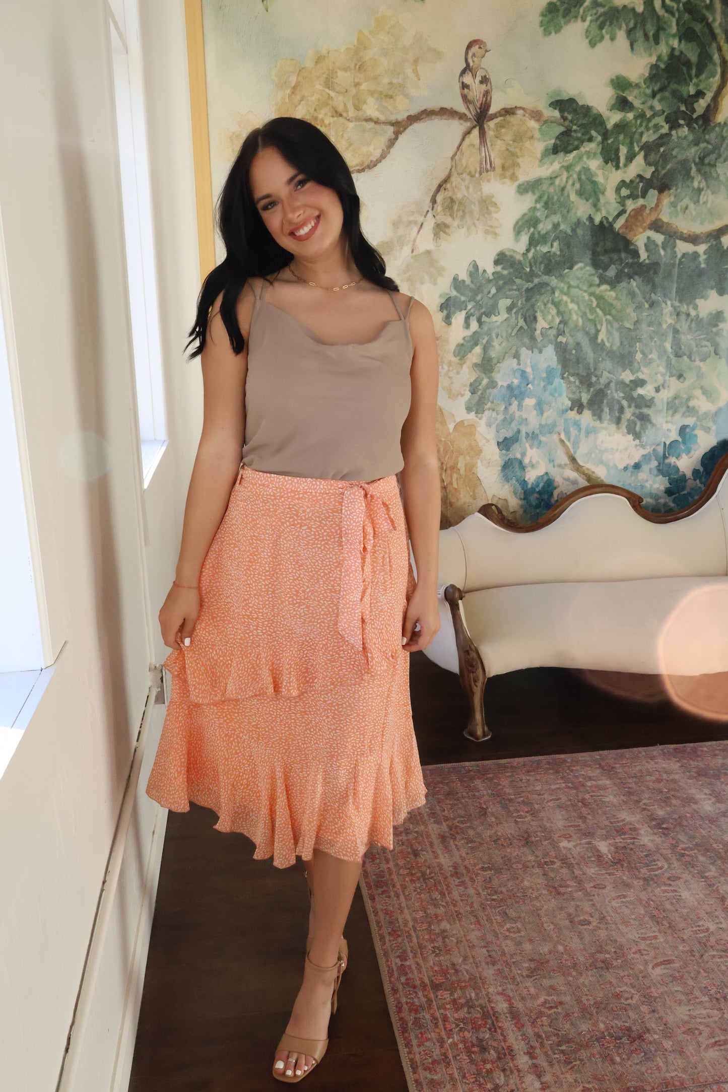 OLIVIA TIERED MIDI SKIRT