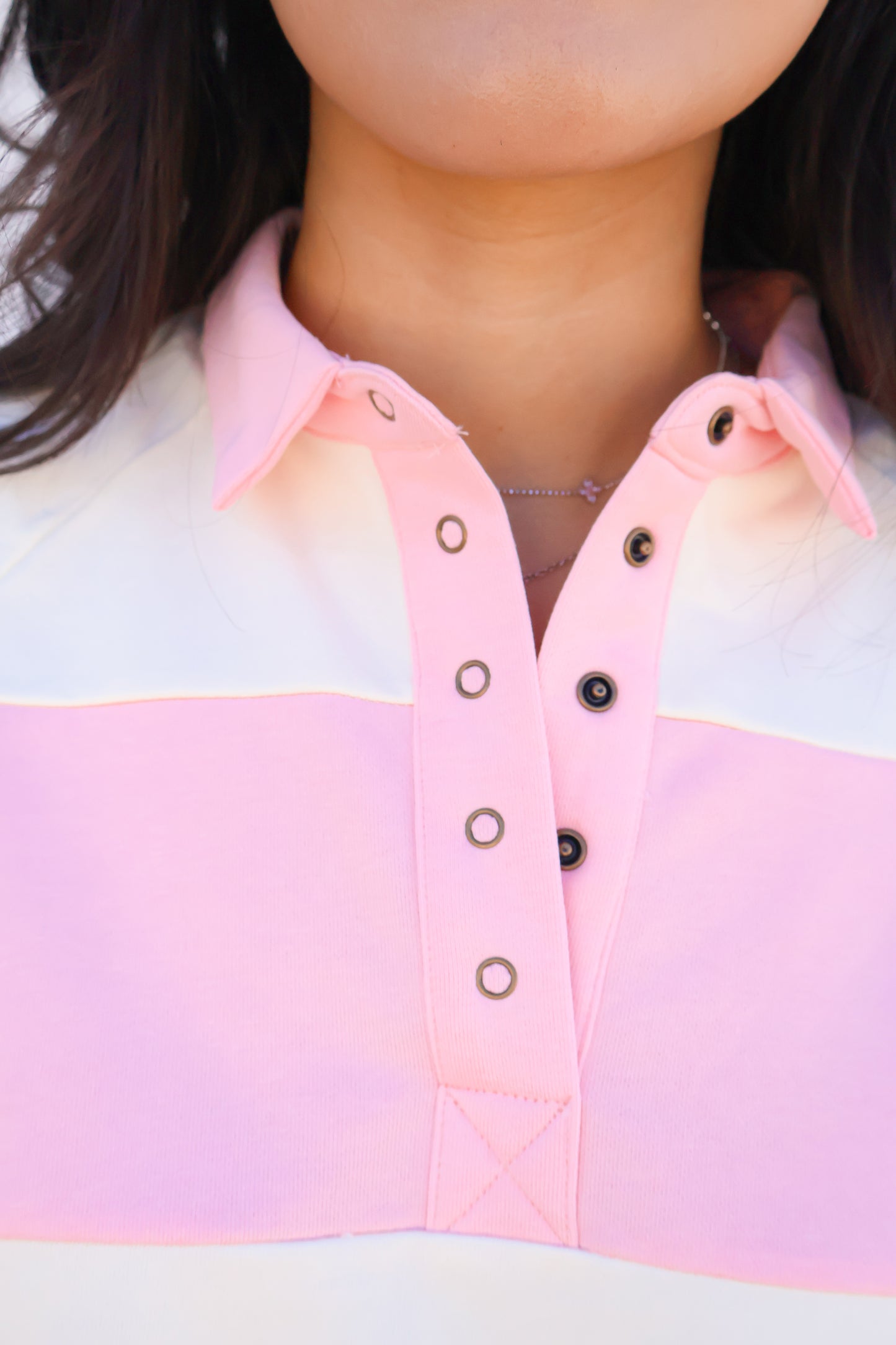 PRETTY IN PINK STRIPED SWEATER COLLAR