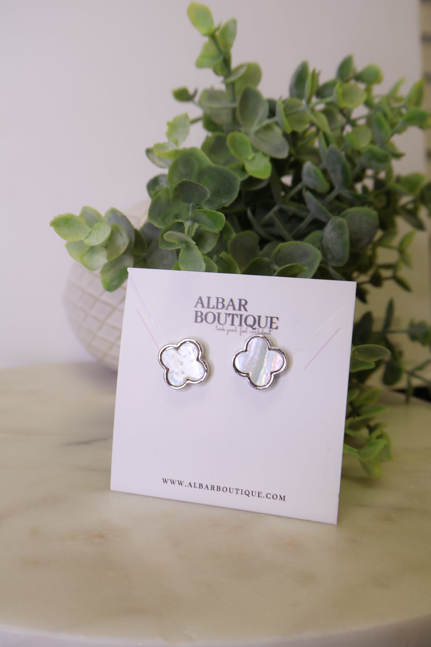 Mother-of-Pearl Clover Stud Earrings