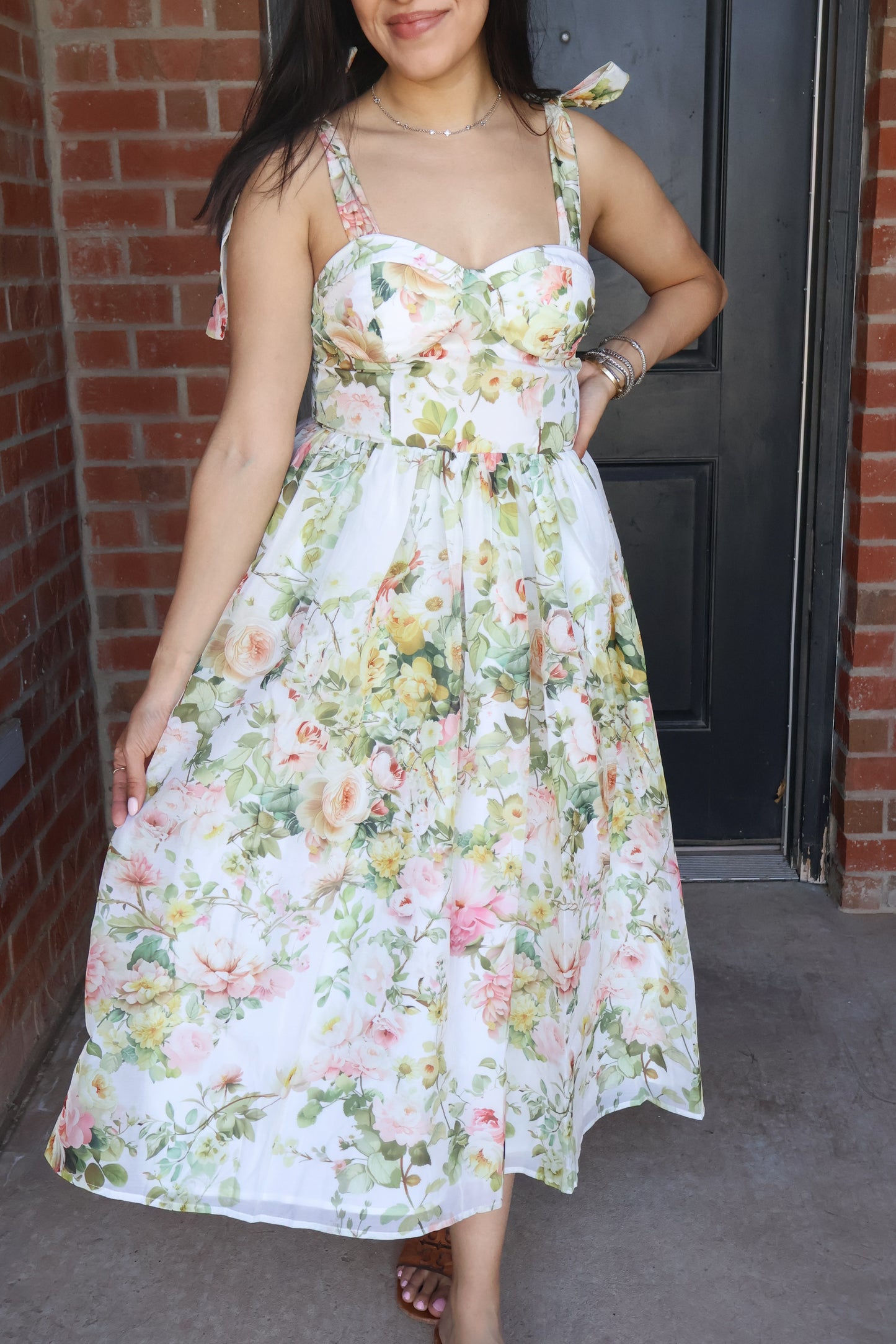 SECRET GARDEN FLORAL MIDI DRESS