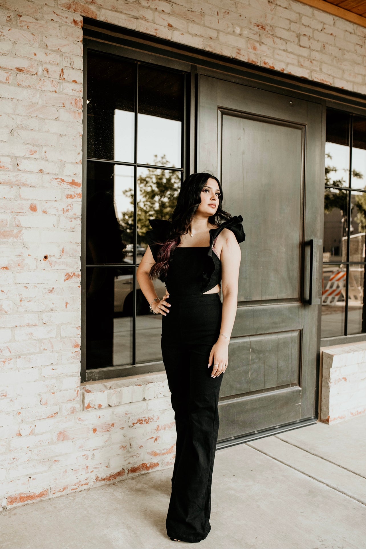 HELEN BLACK DENIM ROMPER