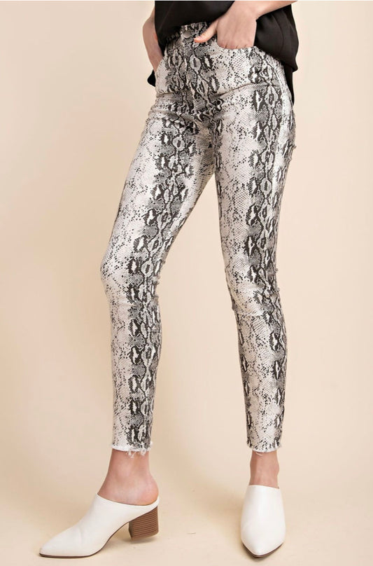 Snake Print Skinny Pants