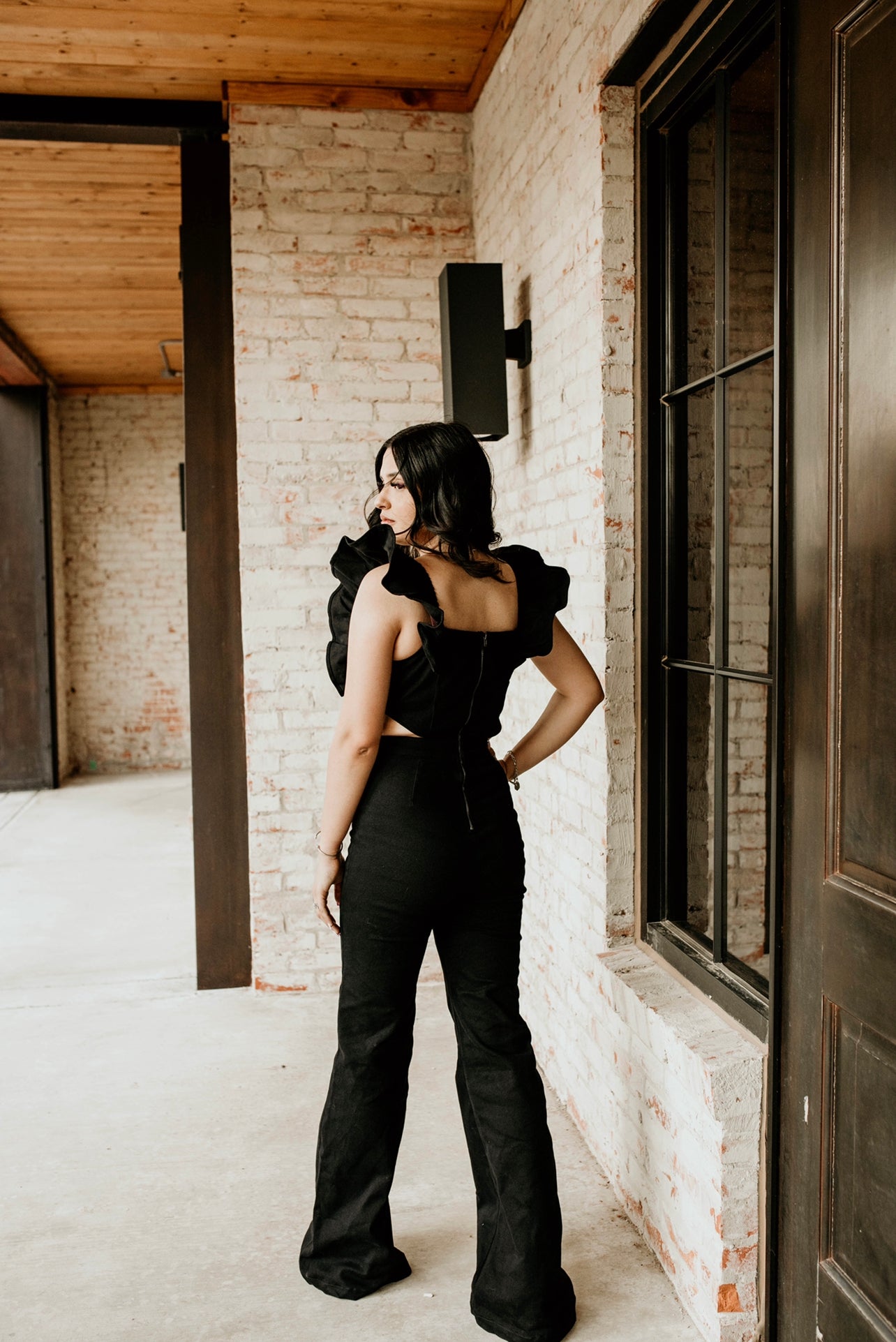 HELEN BLACK DENIM ROMPER