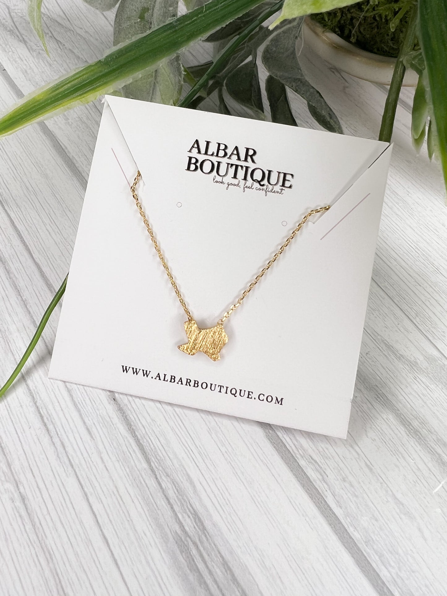 State of texas outline gold necklace