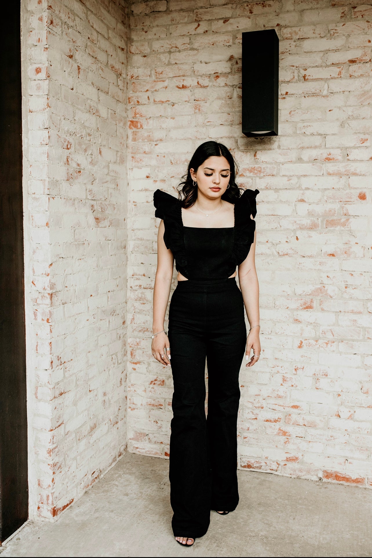 HELEN BLACK DENIM ROMPER