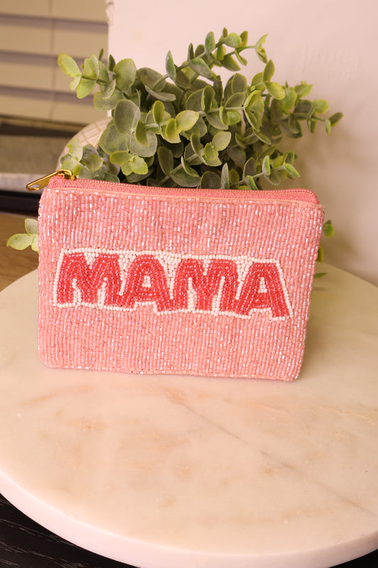 Pink Beaded Mama Pouch