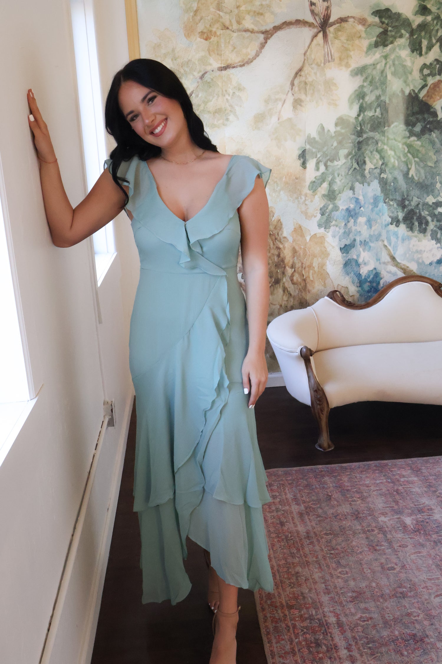 AVA SAGE GREEN DRESS MEDIUM AVA SAGE GREEN DRESS MEDIUM