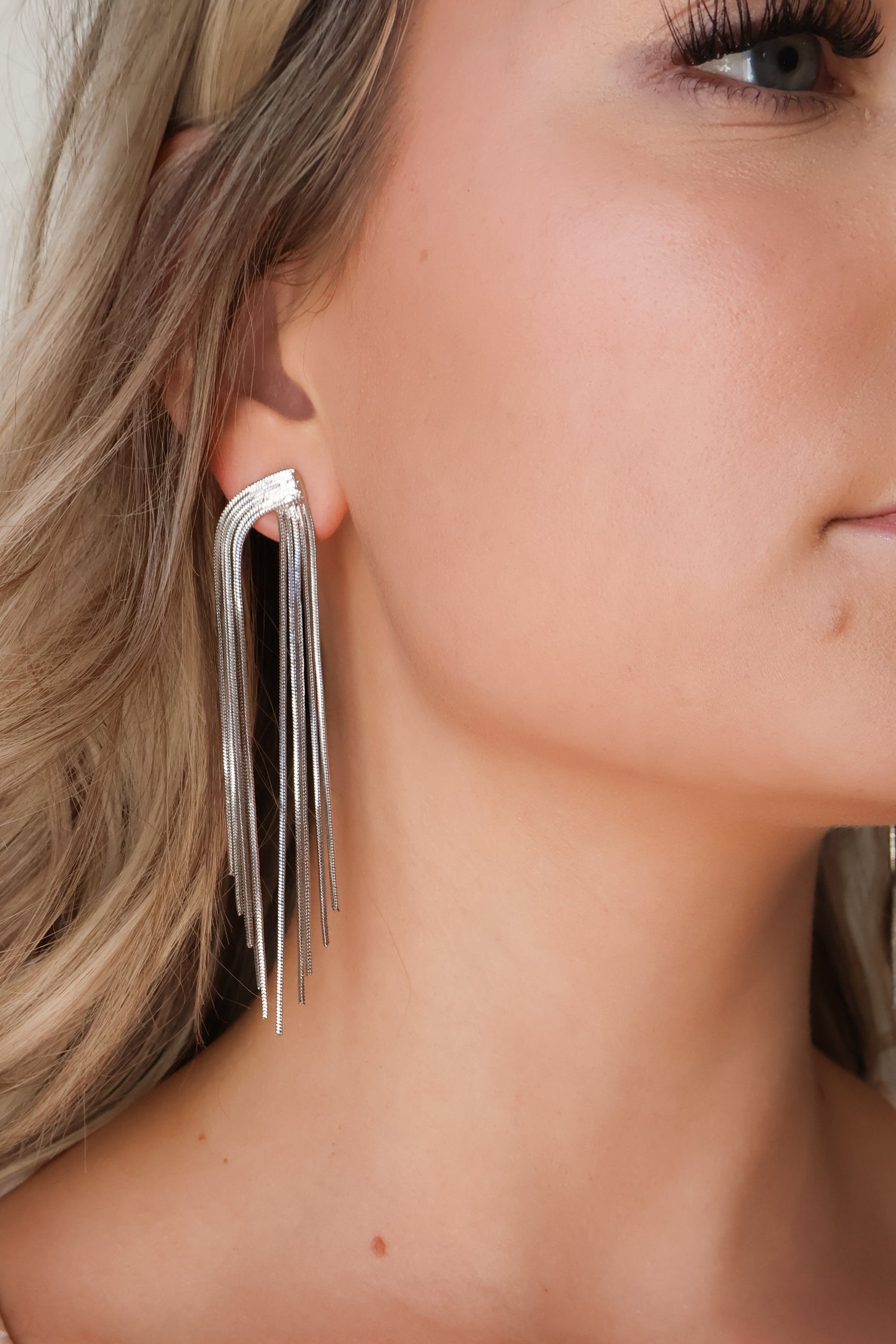 Midnight Luxe Silver Fringe Earrings