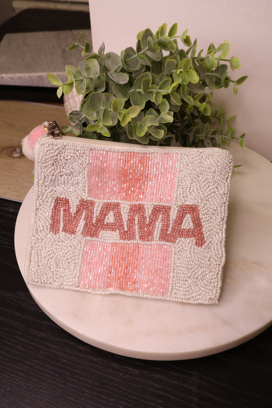 Mama White Beaded Bag