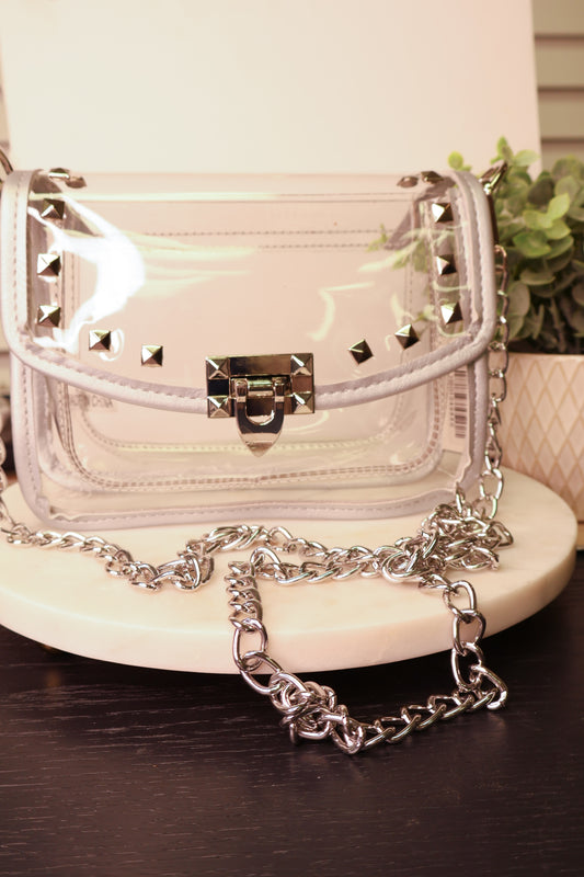 Silver Studded Clear Bag
