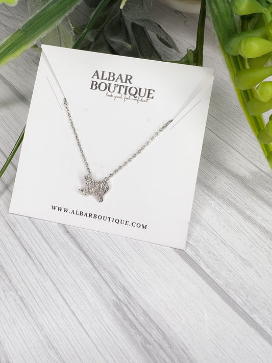 Texas State Outline Necklace Silver