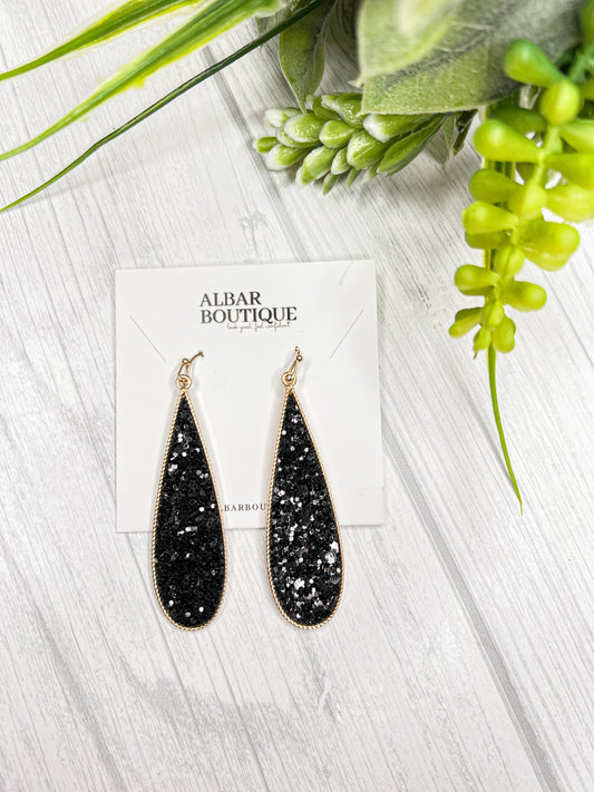 BLACK RAINDROP EARRING