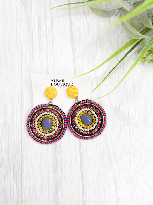 PURPLE, PINK, YELLOW EARRINGS